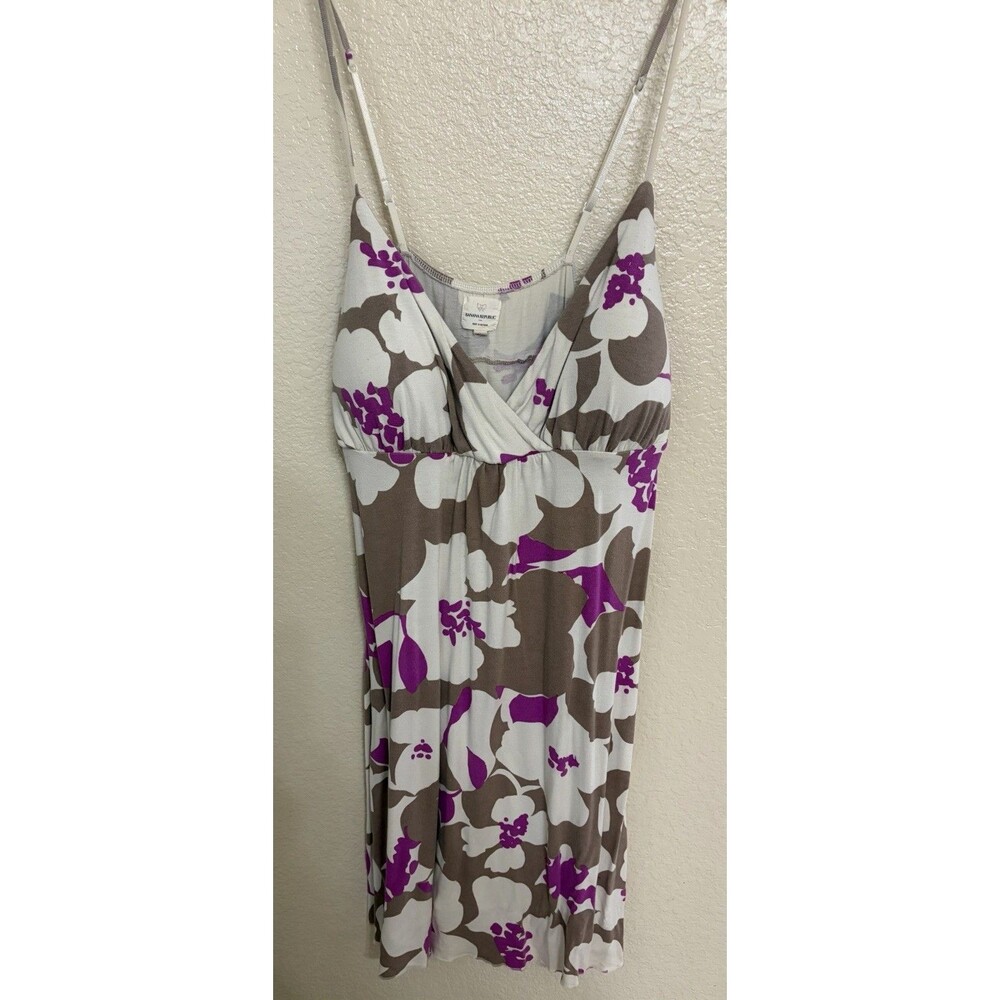 Banana Republic Floral Empire Waist Dress, L, Y2K Magenta Brown Cami  Sundress